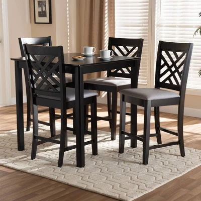Caron Wood Pub Counter Height Dining Set Espresso Brown - Baxton Studio 1 Caron Wood Pub Counter Height Dining Set Espresso Brown - Baxton Studio