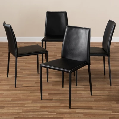Set Of 4 Pascha Modern And Contemporary Faux Leather Upholstered Dining Chairs - Baxton Studio 3 Set Of 4 Pascha Modern And Contemporary Faux Leather Upholstered Dining Chairs - Baxton Studio - Image 3