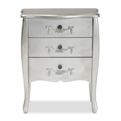 Eliya Brushed Wood 3 Drawer Storage Cabinet Silver - Baxton Studio -Baxton Studio GUEST e036eb46 2b7c 4a4c 9ad5 868e367126c3