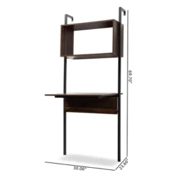 Fariat Walnut Wood And Metal Display Shelf With Desk Brown/Black - Baxton Studio 13 Fariat Walnut Wood And Metal Display Shelf With Desk Brown/Black - Baxton Studio -Baxton Studio GUEST e0950d47 5fe1 4bc4 b85c 7b98c698728a