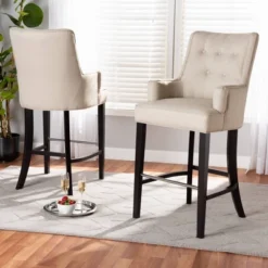 2pc Aldon Upholstered And Wood Bar Stool Set - Baxton Studio 13 2pc Aldon Upholstered And Wood Bar Stool Set - Baxton Studio -Baxton Studio GUEST e0b625b5 149b 4f1e 8ff6 de5685f57292