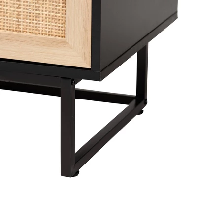 Declan Wood And Natural Rattan 2 Door Storage Cabinet Espresso Brown/Black - Baxton Studio 6 Declan Wood And Natural Rattan 2 Door Storage Cabinet Espresso Brown/Black - Baxton Studio - Image 6