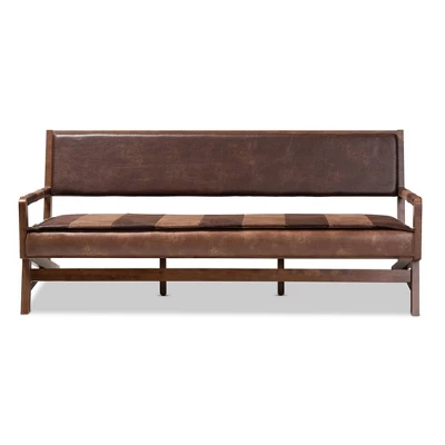 Rovelyn Faux Leather Finished Wood Sofa Brown - Baxton Studio 9 Rovelyn Faux Leather Finished Wood Sofa Brown - Baxton Studio - Image 9