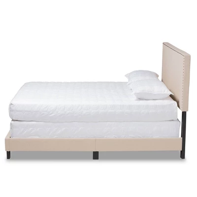 Ramon Linen Panel Bed With Nailhead Trim - Baxton Studio 1 Ramon Linen Panel Bed With Nailhead Trim - Baxton Studio