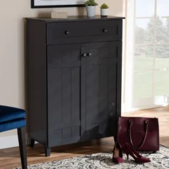 Shelf Wood Shoe Storage Cabinet With Drawer Glidden Finished Black - Baxton Studio 12 Shelf Wood Shoe Storage Cabinet With Drawer Glidden Finished Black - Baxton Studio -Baxton Studio GUEST e0e92382 0218 4ab7 8933 6385ef130cb9