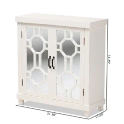 Carlena Wood And Mirrored Glass 2 Door Sideboard White - Baxton Studio -Baxton Studio GUEST e0ed74e5 56ac 4c09 a2ba 1335657d07d6