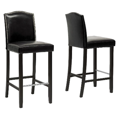 Set Of 2 Libra Modern Barstools With Nail Head Trim Black - Baxton Studio 1 Set Of 2 Libra Modern Barstools With Nail Head Trim Black - Baxton Studio