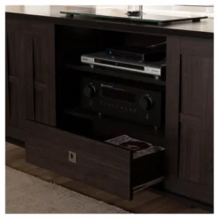 Unna Wood TV Cabinet With 2 Sliding Doors And Drawer TV Stand For TVs Up To 70" Dark Brown - Baxton Studio -Baxton Studio GUEST e1635716 22af 4fa8 b59b 931302ff69f8