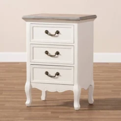 Capucine Two-Tone Natural Whitewashed Oak Finished Wood 3 Drawer Nightstand White - Baxton Studio 10 Capucine Two-Tone Natural Whitewashed Oak Finished Wood 3 Drawer Nightstand White - Baxton Studio -Baxton Studio GUEST e16f0f8e 110b 4ce8 b736 92b26a59848f
