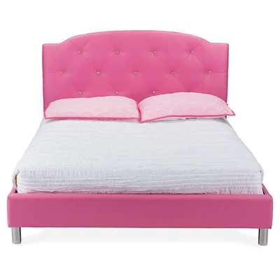 Queen Canterbury Modern And Contemporary Faux Leather Platform Bed Hot Pink - Baxton Studio 1 Queen Canterbury Modern And Contemporary Faux Leather Platform Bed Hot Pink - Baxton Studio