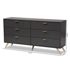 Kelson Wood 6 Drawer Dresser Dark Gray/Gold - Baxton Studio 12 Kelson Wood 6 Drawer Dresser Dark Gray/Gold - Baxton Studio -Baxton Studio GUEST e1b03fed 4a17 4777 80d4 a0b10c8bae33