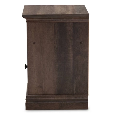 Nolan 1 Door Wood Nightstand Brown/Black - Baxton Studio 3 Nolan 1 Door Wood Nightstand Brown/Black - Baxton Studio - Image 3
