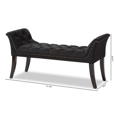 Chandelle Luxe And Contemporary Velvet Upholstered Bench Black - Baxton Studio 8 Chandelle Luxe And Contemporary Velvet Upholstered Bench Black - Baxton Studio - Image 8