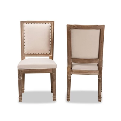 Set Of 2 Louane Fabric Upholstered And Wood Dining Chairs - Baxton Studio 4 Set Of 2 Louane Fabric Upholstered And Wood Dining Chairs - Baxton Studio - Image 4
