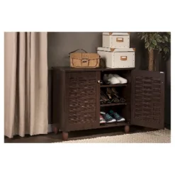 Winda Modern And Contemporary 2-Door Wooden Entryway Shoes Storage Cabinet - Dark Brown - Baxton Studio 9 Winda Modern And Contemporary 2-Door Wooden Entryway Shoes Storage Cabinet - Dark Brown - Baxton Studio -Baxton Studio GUEST e26145c0 ba65 4828 93ea 97942d9e7fd0