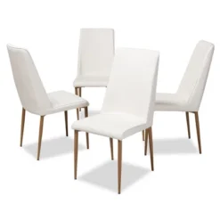Set Of 4 Chandelle Modern And Contemporary Faux Leather Upholstered Dining Chairs - Baxton Studio 11 Set Of 4 Chandelle Modern And Contemporary Faux Leather Upholstered Dining Chairs - Baxton Studio -Baxton Studio GUEST e28bc5dc f36d 4da3 abca 08aac8e8c13d