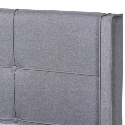 King Edmond Fabric Upholstered Wood Platform Bed Gray/Ash Walnut - Baxton Studio 3 King Edmond Fabric Upholstered Wood Platform Bed Gray/Ash Walnut - Baxton Studio - Image 3