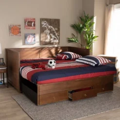 Twin To King Thomas Expandable Daybed With Storage Drawers - Baxton Studio 23 Twin To King Thomas Expandable Daybed With Storage Drawers - Baxton Studio -Baxton Studio GUEST e2ab6904 59a2 41aa 9c63 6fa6d2789786