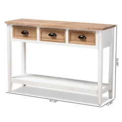 Benedict Two-Tone Wood 3 Drawer Console Table White/Oak - Baxton Studio 13 Benedict Two-Tone Wood 3 Drawer Console Table White/Oak - Baxton Studio -Baxton Studio GUEST e2b6a2db 2fd4 4081 98a3 4b71babdae72