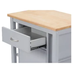 Yonkers Contemporary Kitchen Cart With Wood Top Light Gray - Baxton Studio -Baxton Studio GUEST e3110ac8 f999 440a a00f 5def2d152d8d