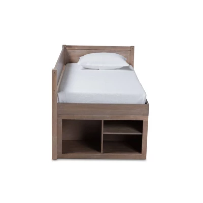 Twin 4 Drawer Levon Wood Storage Bed Antique Oak - Baxton Studio: MDF Frame, No Box Spring Needed 2 Twin 4 Drawer Levon Wood Storage Bed Antique Oak - Baxton Studio: MDF Frame, No Box Spring Needed - Image 2