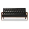 Sorrento Mid-Century Retro Modern Faux Leather Upholstered Wooden 3 Seater Sofa - Baxton Studio