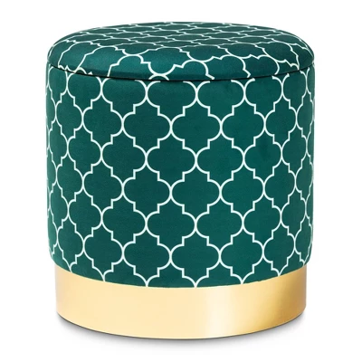 Serra Quatrefoil Velvet Upholstered Metal Storage Ottoman - Baxton Studio 8 Serra Quatrefoil Velvet Upholstered Metal Storage Ottoman - Baxton Studio - Image 8