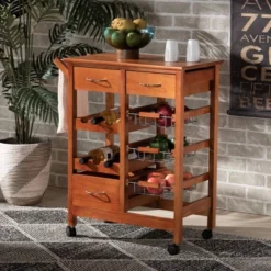 Crayton Wood And Metal Mobile Kitchen Storage Cart Oak Brown/Silver - Baxton Studio 23 Crayton Wood And Metal Mobile Kitchen Storage Cart Oak Brown/Silver - Baxton Studio -Baxton Studio GUEST e37ba35d 06f9 4f3e 9321 7f72ecec99dd