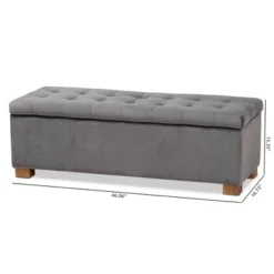 Roanoke Velvet Upholstered Grid Tufted Storage Ottoman Bench - Baxton Studio -Baxton Studio GUEST e41d6e4e 1bf7 44ca 94e0 afa11486249d