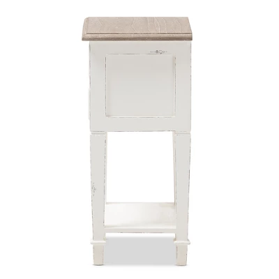 Dauphine 2 Drawer Provincial Style Oak And Distressed Finish Wood Nightstand White - Baxton Studio 3 Dauphine 2 Drawer Provincial Style Oak And Distressed Finish Wood Nightstand White - Baxton Studio - Image 3