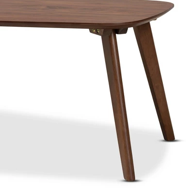 Dahlia Coffee Table Walnut - Baxton Studio: Mid-Century Modern Design, Rubberwood Frame, 43.3" Wide 3 Dahlia Coffee Table Walnut - Baxton Studio: Mid-Century Modern Design, Rubberwood Frame, 43.3" Wide - Image 3