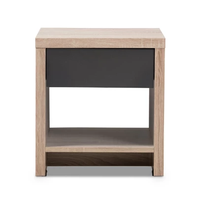 Jamie Modern And Contemporary Two - Tone Wood 1 - Drawer 1 - Shelf Nightstand - Brown - Baxton Studio 2 Jamie Modern And Contemporary Two - Tone Wood 1 - Drawer 1 - Shelf Nightstand - Brown - Baxton Studio - Image 2