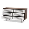 6 Drawer Wood Dresser And Meike Two-Tone Walnut/White - Baxton Studio