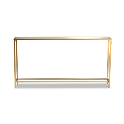 Alessa Glam Metal And Mirrored Glass Console Table Gold - Baxton Studio 3 Alessa Glam Metal And Mirrored Glass Console Table Gold - Baxton Studio - Image 3