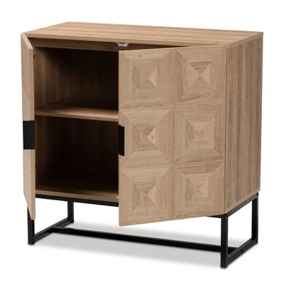 Darien Wood And Metal 2 Door Storage Cabinet Brown/Black - Baxton Studio 2 Darien Wood And Metal 2 Door Storage Cabinet Brown/Black - Baxton Studio - Image 2