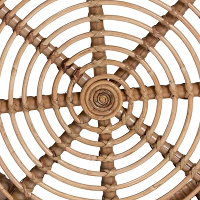 Baxton Studio Aliane Antique Rattan Coffee Table Natural Brown: No Assembly, Form Base Design, 30" Diameter 4 Baxton Studio Aliane Antique Rattan Coffee Table Natural Brown: No Assembly, Form Base Design, 30" Diameter - Image 4