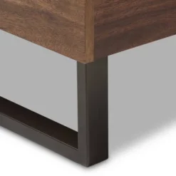 King Mitchell Rustic Industrial Walnut Wood And Faux Leather Metal Platform Bed White - Baxton Studio -Baxton Studio GUEST e601a215 dd1e 49f6 b32d 09ecaf1755f5