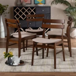 Set Of 4 Devlin Upholstered Wood Dining Chairs - Baxton Studio 8 Set Of 4 Devlin Upholstered Wood Dining Chairs - Baxton Studio -Baxton Studio GUEST e67ff401 d037 400e a609 fd2996c28938
