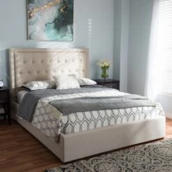 Queen Taylor Modern And Contemporary Fabric Upholstered Gas Lift Platform Bed Light Beige - Baxton Studio 15 Queen Taylor Modern And Contemporary Fabric Upholstered Gas Lift Platform Bed Light Beige - Baxton Studio -Baxton Studio GUEST e6b9a309 2c9a 4f04 bd05 f9393cf96e45