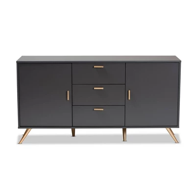 Kelson Wood 2 Door Sideboard Buffet Dark Gray/Gold - Baxton Studio 2 Kelson Wood 2 Door Sideboard Buffet Dark Gray/Gold - Baxton Studio - Image 2
