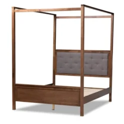 Natasha Fabric Upholstered Wood Platform Canopy Bed Gray/Walnut Brown - Baxton Studio 13 Natasha Fabric Upholstered Wood Platform Canopy Bed Gray/Walnut Brown - Baxton Studio -Baxton Studio GUEST e71a077e 7af5 4c65 acf5 f366170181bb