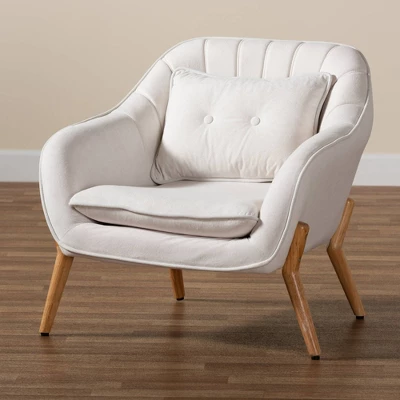 Valentina Velvet Natural Wood Armchair - Baxton Studio 8 Valentina Velvet Natural Wood Armchair - Baxton Studio - Image 8