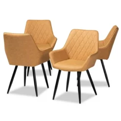 4pc Astrid Leather Upholstered Metal Dining Chairs - Baxton Studio -Baxton Studio GUEST e755a980 ee6b 45e6 8fa7 cdba97bbb16c