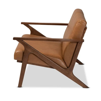 Bianca Wood And Tan Faux Leather Loveseat Tan/Walnut Brown - Baxton Studio 1 Bianca Wood And Tan Faux Leather Loveseat Tan/Walnut Brown - Baxton Studio