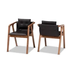 2pc Marcena Imitation Leather Upholstered And Wood Dining Chair Set - Baxton Studio 19 2pc Marcena Imitation Leather Upholstered And Wood Dining Chair Set - Baxton Studio -Baxton Studio GUEST e812dcfd ecd0 408a 8727 75259322792f