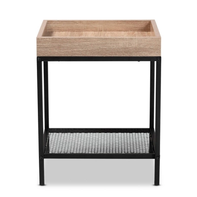Overton Wood And Metal End Table Oak/Black - Baxton Studio 2 Overton Wood And Metal End Table Oak/Black - Baxton Studio - Image 2
