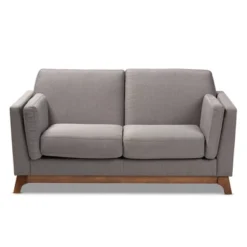 Baxton Studio Sava Fabric Upholstered Walnut Wood 2 Seater Loveseat Gray - BaxtonStudio -Baxton Studio GUEST e8b4aee4 87a5 4c1e 821d 9056df69f39b