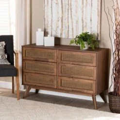 Barrett Wood And Synthetic Rattan 6 Drawer Dresser Walnut Brown - Baxton Studio 16 Barrett Wood And Synthetic Rattan 6 Drawer Dresser Walnut Brown - Baxton Studio -Baxton Studio GUEST e8e41f6a 530b 4747 a6d5 67c901676a26