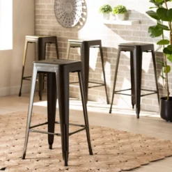 4pc Horton Gunmetal Metal Stackable Barstool Set Gun Metal - Baxton Studio 11 4pc Horton Gunmetal Metal Stackable Barstool Set Gun Metal - Baxton Studio -Baxton Studio GUEST e8eb6d0f e795 4711 90a0 f936b6e42977