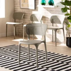 4pc Rae Plastic Stackable Dining Chair Set - Baxton Studio -Baxton Studio GUEST e8f68452 ab64 49ad b32f 8d56740a3d5a